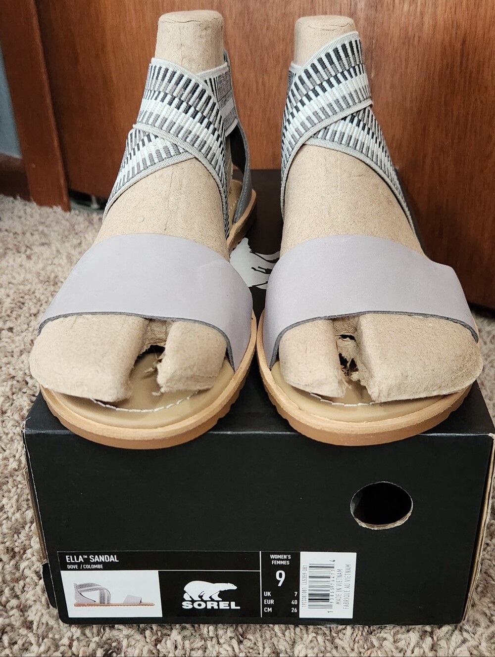 Sorel Ella Sandal in Light Dovr Gray and Tan Size 9